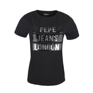 Pepe Jeans dámské černé tričko Moma s měnícími se flitry obraz