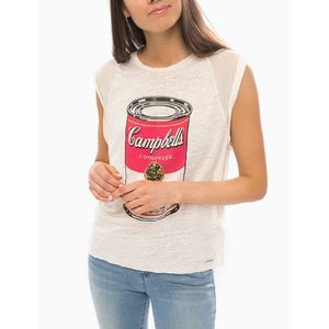 Pepe Jeans dámské smetanové tričko Sundy z kolekce Andy Warhol obraz