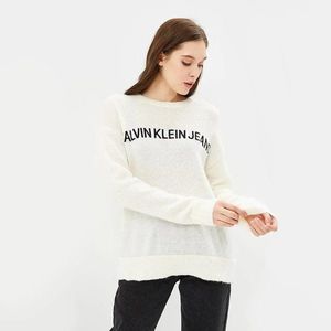 Calvin Klein dámský bílý svetr Logo obraz