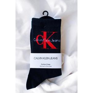 Calvin Klein jeans černá/červená ponožky vysoké - dámské Velikost: OS obraz