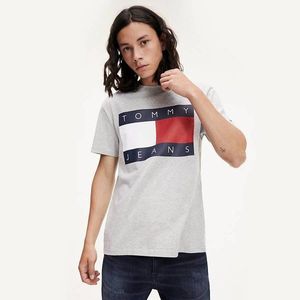 Tommy Hilfiger pánské šedé tričko Flag obraz