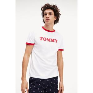 Tommy Hilfiger Pánské Logo tričko z organické bavlny- bílá Velikost: S obraz