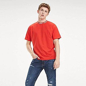 Tommy Hilfiger pánské červené tričko Collar obraz