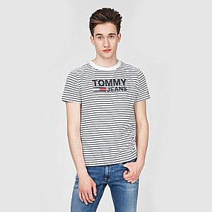Tommy Hilfiger pánské bílé tričko s proužkem obraz