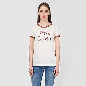Pepe Jeans dámský béžový svetřík s krátkým rukávem Caitlin obraz