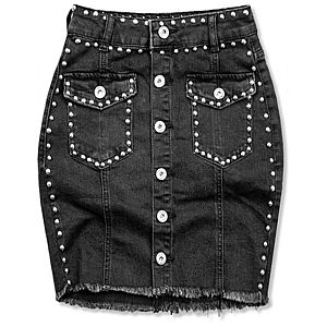 Černá jeans sukně se stříbrnými nýty obraz