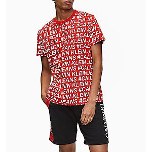 Calvin Klein pánské červené tričko s celoplošným potiskem obraz