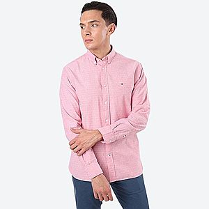 Tommy Hilfiger pánská růžová košile Diamond obraz