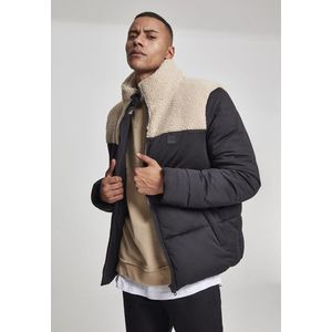Urban Classics Sherpa Mix Boxy Puffer Jacket blk/darksand obraz