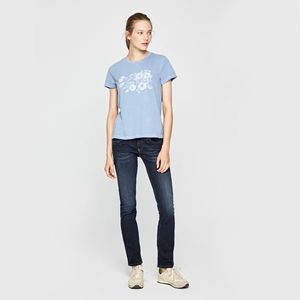 Pepe Jeans dámské modré vyšívané tričko obraz