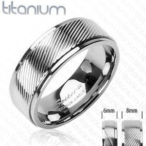 Titanový prsten s diagonálními pruhy - Velikost: 49 obraz