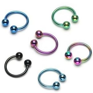 Piercing podkova s hroty z anodizovaného titanu - Tloušťka piercingu: 1, 2 mm, Barva zirkonu: Světlá zelená - G obraz