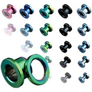 Tunel do ucha z titanu, anodizovaný, více barev se šroubováním - Tloušťka : 10 mm, Barva piercing: Světlá Modrá obraz