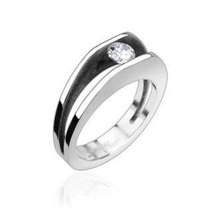 Ocelový prsten s 5 mm zirkonem - Velikost: 49 obraz