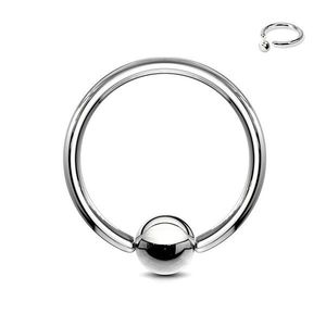 Ocelový piercing - kroužek a kulička stříbrné barvy, tloušťka 1, 6 mm - Rozměr: 1, 2 mm x 10 mm x 4 mm obraz