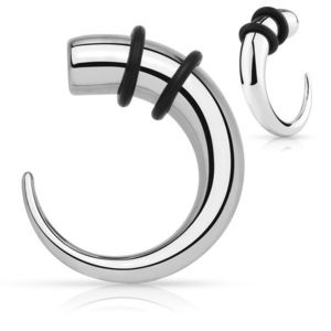 Expander z chirurgické oceli - hák stříbrné barvy s černými gumičkami - Tloušťka piercingu: 2 mm obraz