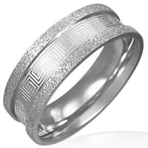 Pískovaný ocelový prsten - řecký klíč - Velikost: 51 obraz