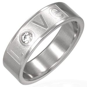 Prsten z oceli - LOVE se zirkonem - Velikost: 54 obraz