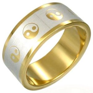 Pozlacený prsten Jin-Jang - Velikost: 54 obraz