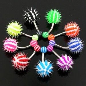 Barevný piercing do pupíku - ježek - Barva piercing: Fialová obraz