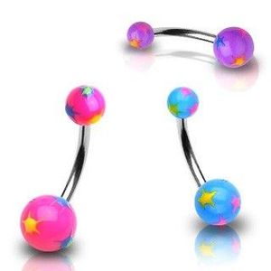 Piercing do pupíku různobarevné hvězdičky - Barva piercing: Růžová obraz