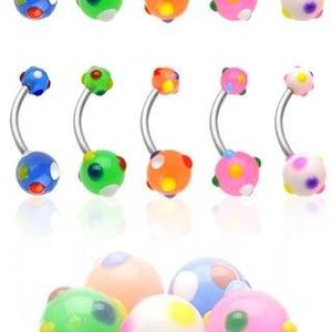 Piercing do pupíku vícebarevné tečky - Barva piercing: Růžová obraz