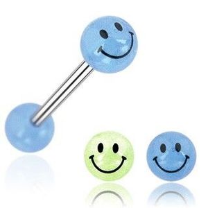 Piercing do jazyka kulička smajlík - Barva piercing: Modrá obraz