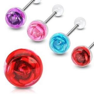 Piercing do jazyka růže - Barva piercing: Aqua obraz