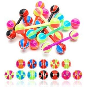 Piercing do jazyka basketbalový míč - Barva piercing: Růžová - Zelená - PG obraz