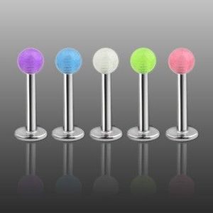 Labret - průsvitná barevná kulička - Barva piercing: Fialová obraz