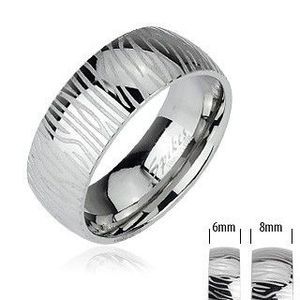 Ocelový prsten - vzor zebra - Velikost: 50 obraz