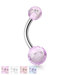 Piercing do pupíku, chirurgická ocel a akryl - Disco Ball - Barva piercing: Růžová obraz