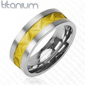 Titanový snubní prsten stříbrně - zlatý vzor - Velikost: 57 obraz