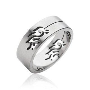Ocelový prsten symbol Tribal - Velikost: 62 obraz