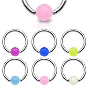 Piercing - kroužek, zářící kulička - Rozměr: 1, 2 mm x 10 mm x 4x4 mm, Barva piercing: Neonová - Zelená obraz