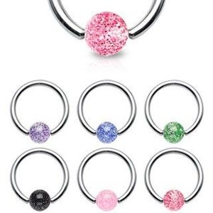 Piercing - ocelový kroužek, třpytivá kulička - Rozměr: 1, 2 mm x 10 mm x 4x4 mm, Barva piercing: Růžová obraz