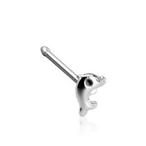 Rovný piercing do nosu ze stříbra 925 - drobný delfínek, tloušťka 0, 8 mm obraz