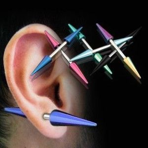 Piercing do ucha titanové špičky - Barva piercing: Duhová obraz