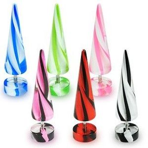 Falešný expander - dvoubarevné pásky - Barva piercing: Růžová - Bílá obraz