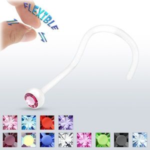 Piercing do nosu BioFlex - čirý se zirkonem - Barva zirkonu: Růžová - P obraz