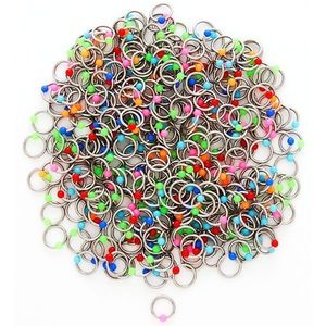 Piercing z oceli s barevnými kuličkami - Barva piercing: Neonová - Zelená obraz