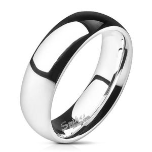 Ocelový prsten - stříbrný, hladký, lesklý, 6 mm - Velikost: 51 obraz