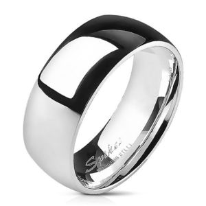 Ocelový prsten - stříbrný, hladký, lesklý, 8 mm - Velikost: 59 obraz