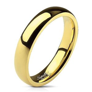 Hladký ocelový prsten ve zlaté barvě - 4 mm - Velikost: 48 obraz