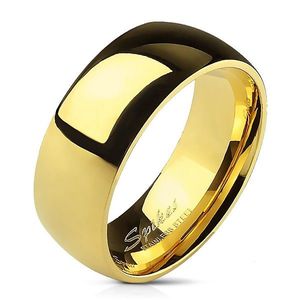 Hladký ocelový prsten ve zlaté barvě - 8 mm - Velikost: 59 obraz