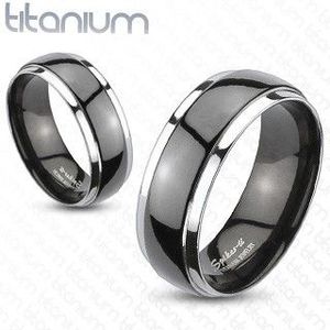 Prsten z titanu - černo-stříbrný - Velikost: 49 obraz