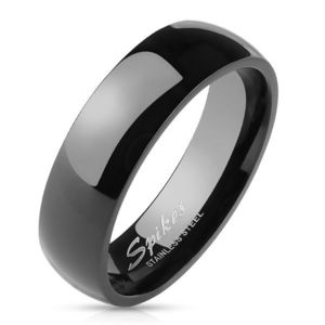 Jednoduchý ocelový prsten - hladký černý povrch, 6 mm - Velikost: 49 obraz