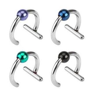 Falešný piercing z chirurgické oceli - titanová kulička - Tloušťka x průměr x velikost kuličky: 1, 6 x 10 x 4 mm, Barva piercing: Fialová obraz