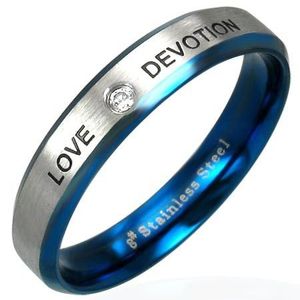 Ocelový prsten LOVE DEVOTION se zirkonem - Velikost: 49 obraz