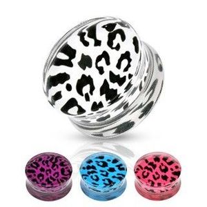 Sedlový plug z akrylu - leopardí vzor, různé barvy a velikosti - Tloušťka : 8 mm, Barva: Fialová obraz